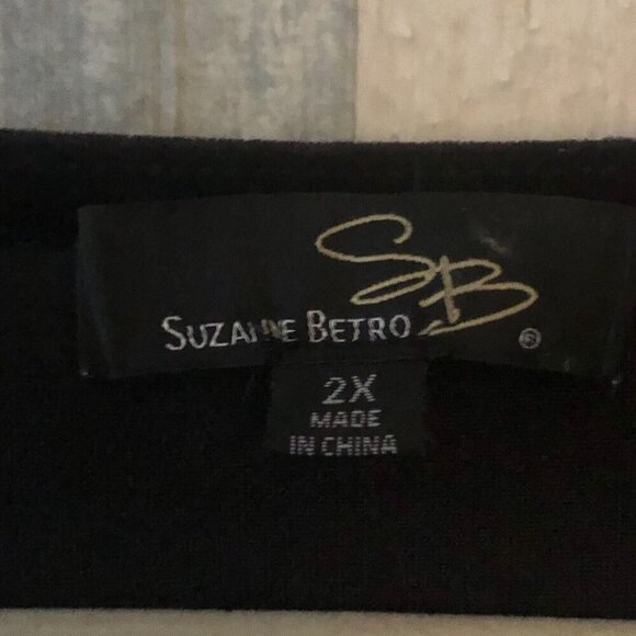 Suzanne Betro Velvet Babydoll Dress Women's Plus size 2X Black 3/4 Sleeve - Picture 2 of 5